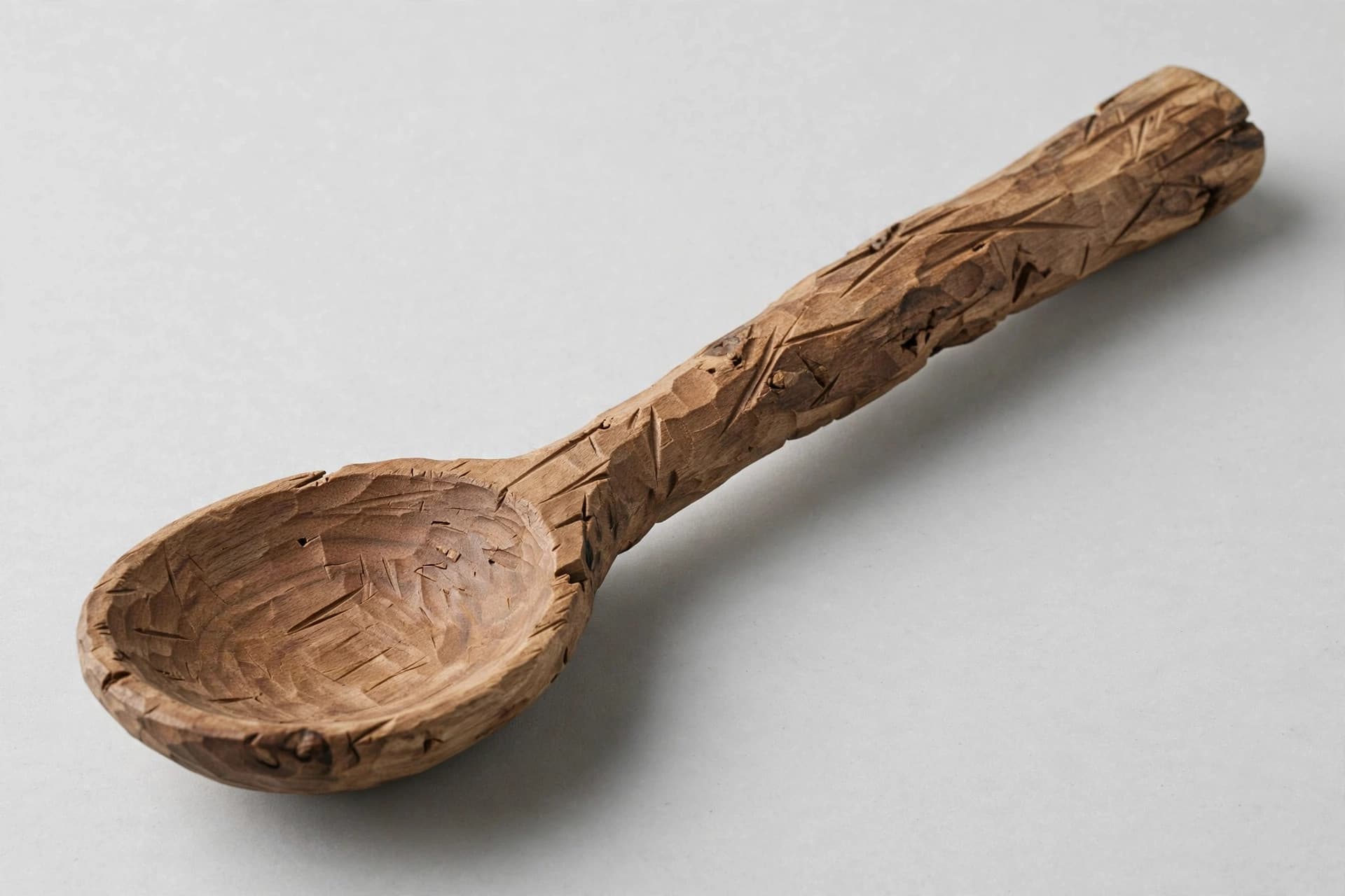Appalachian Hand-Carved Wooden Serving Spoon with Foliate Ornament — Primary view
