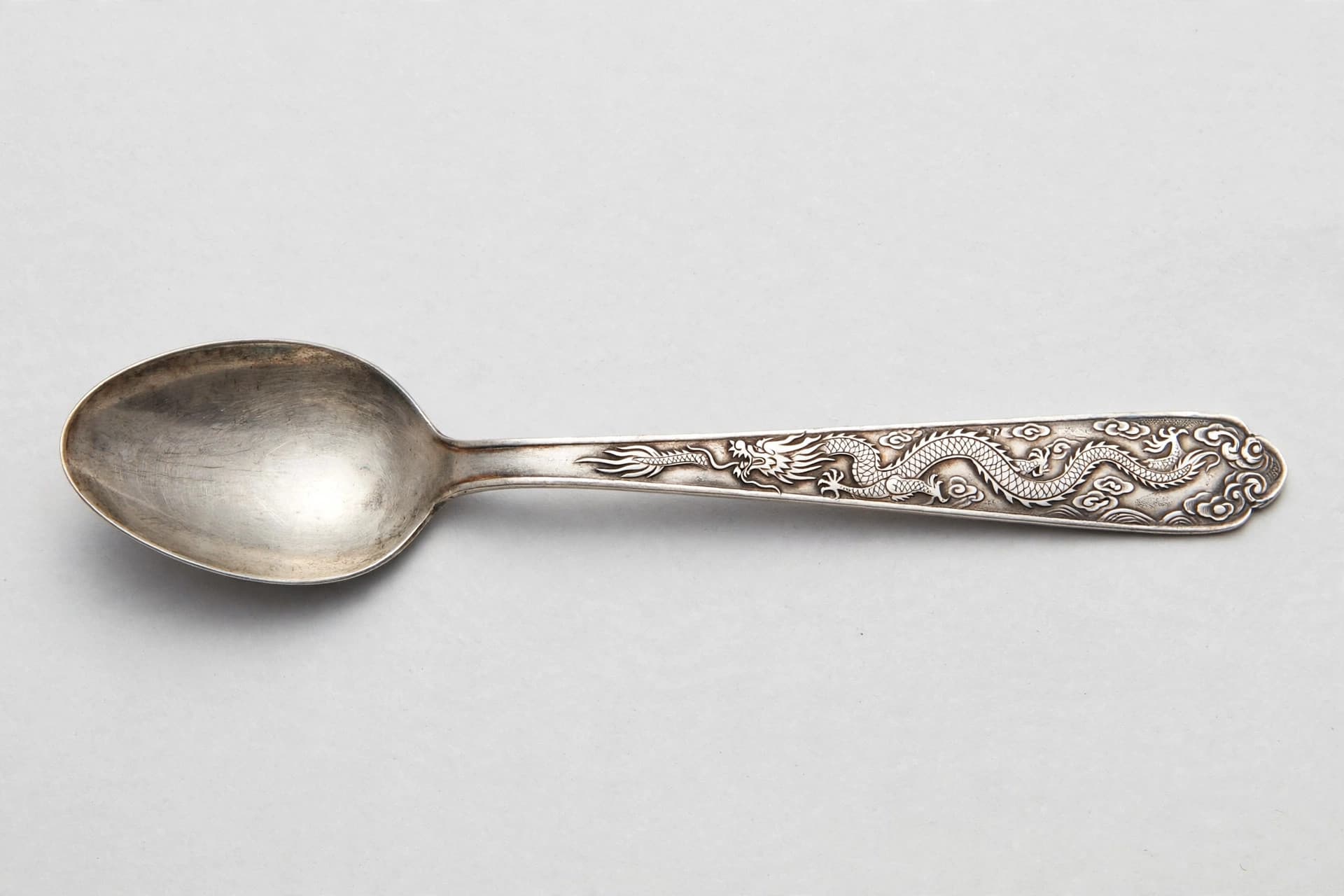Chinese Export Silver Spoon with Dragon and Cloud Motif — Primary view