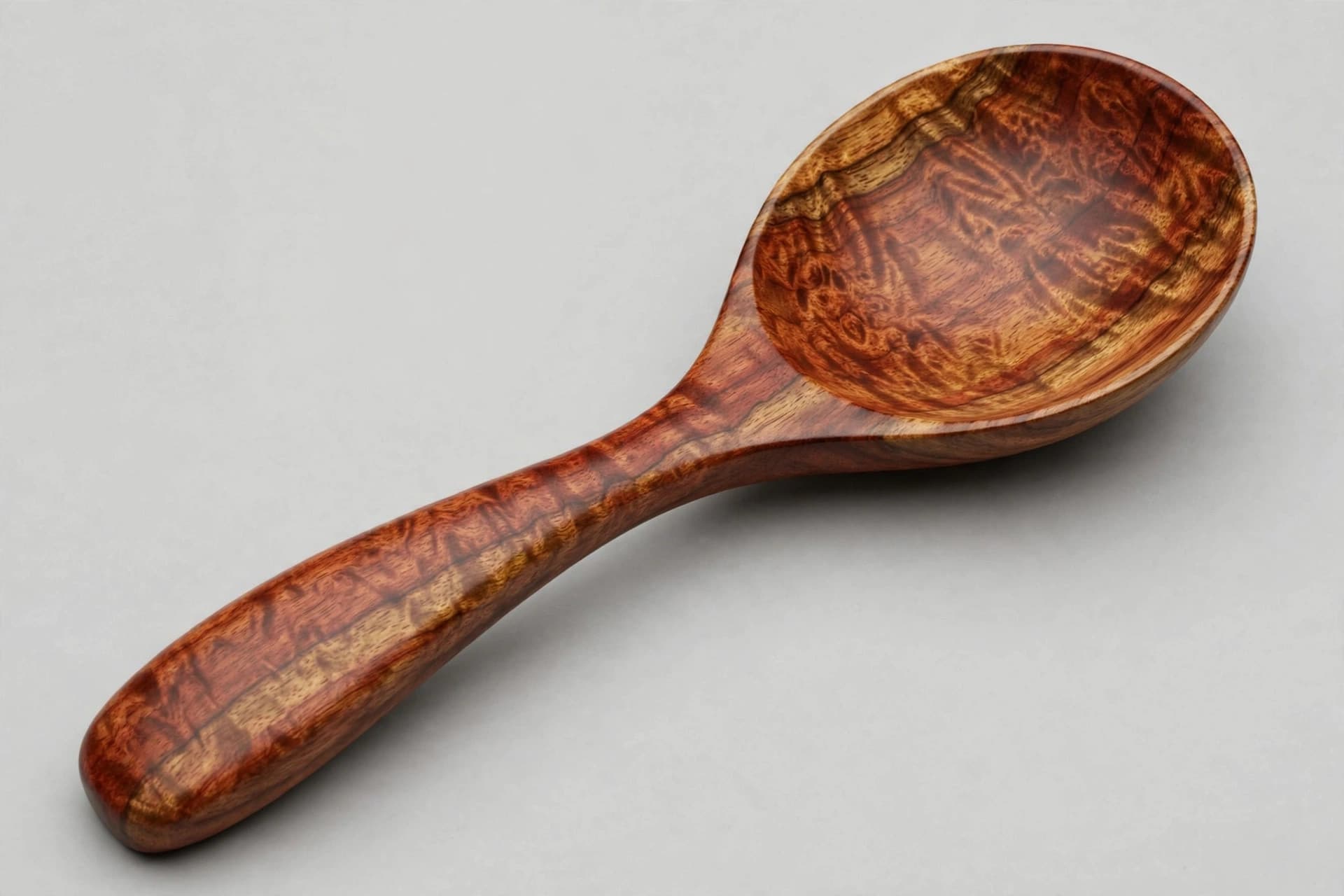 Hawaiian Koa Wood Serving Spoon with Figural Decoration — Primary view