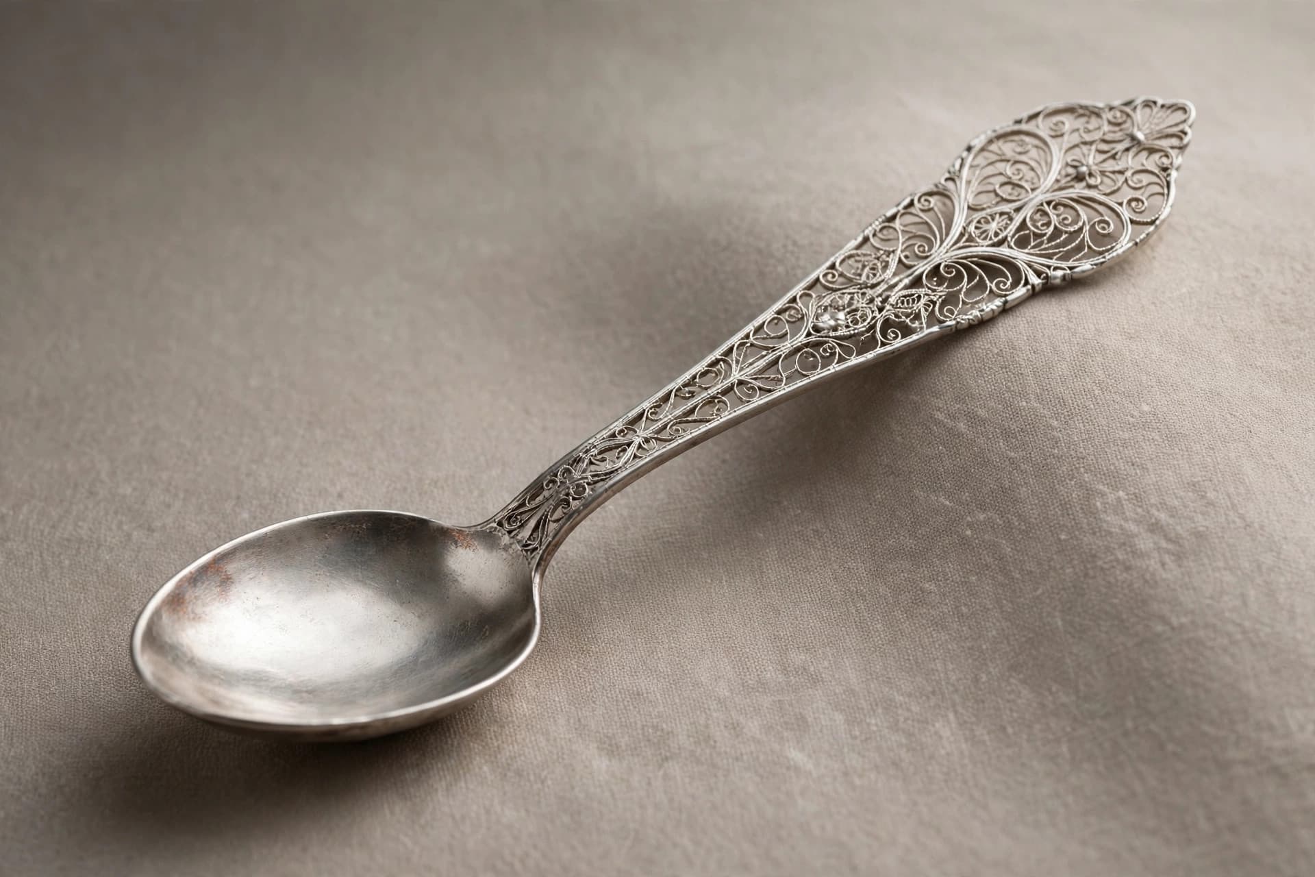 Portuguese Silver Filigree Spoon — Primary view